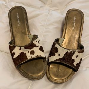 Vintage Nine West Cow Hide Slides, size 8